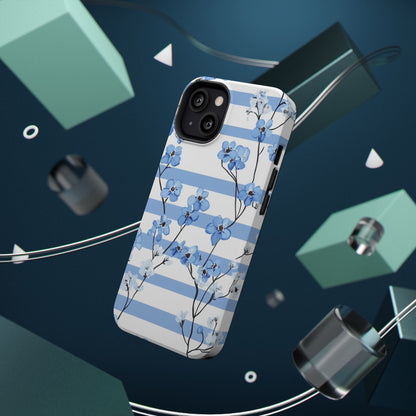 Blue stripe Floral Impact - Resistant Phone Case - DS Artwork N Design