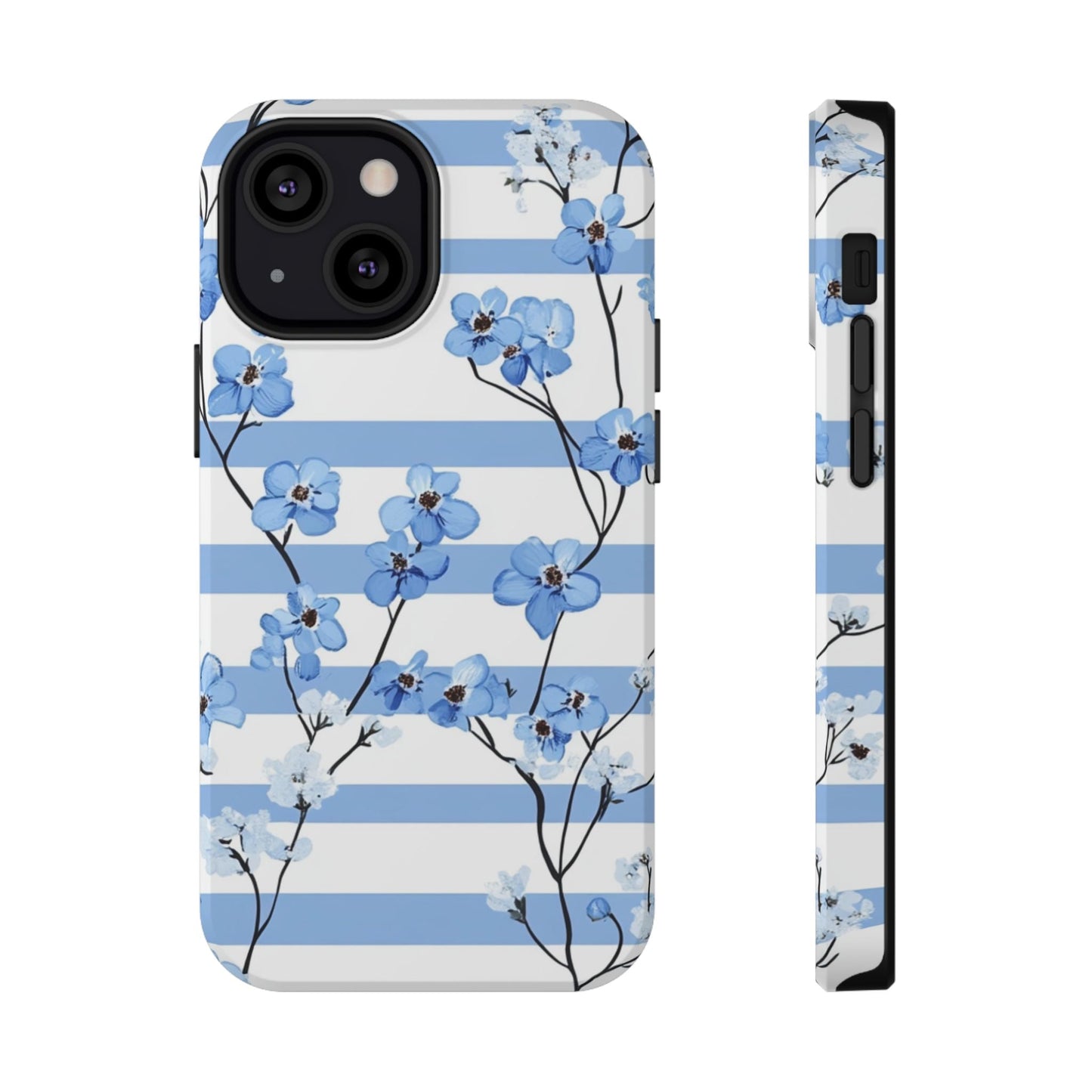 Blue stripe Floral Impact - Resistant Phone Case - DS Artwork N Design