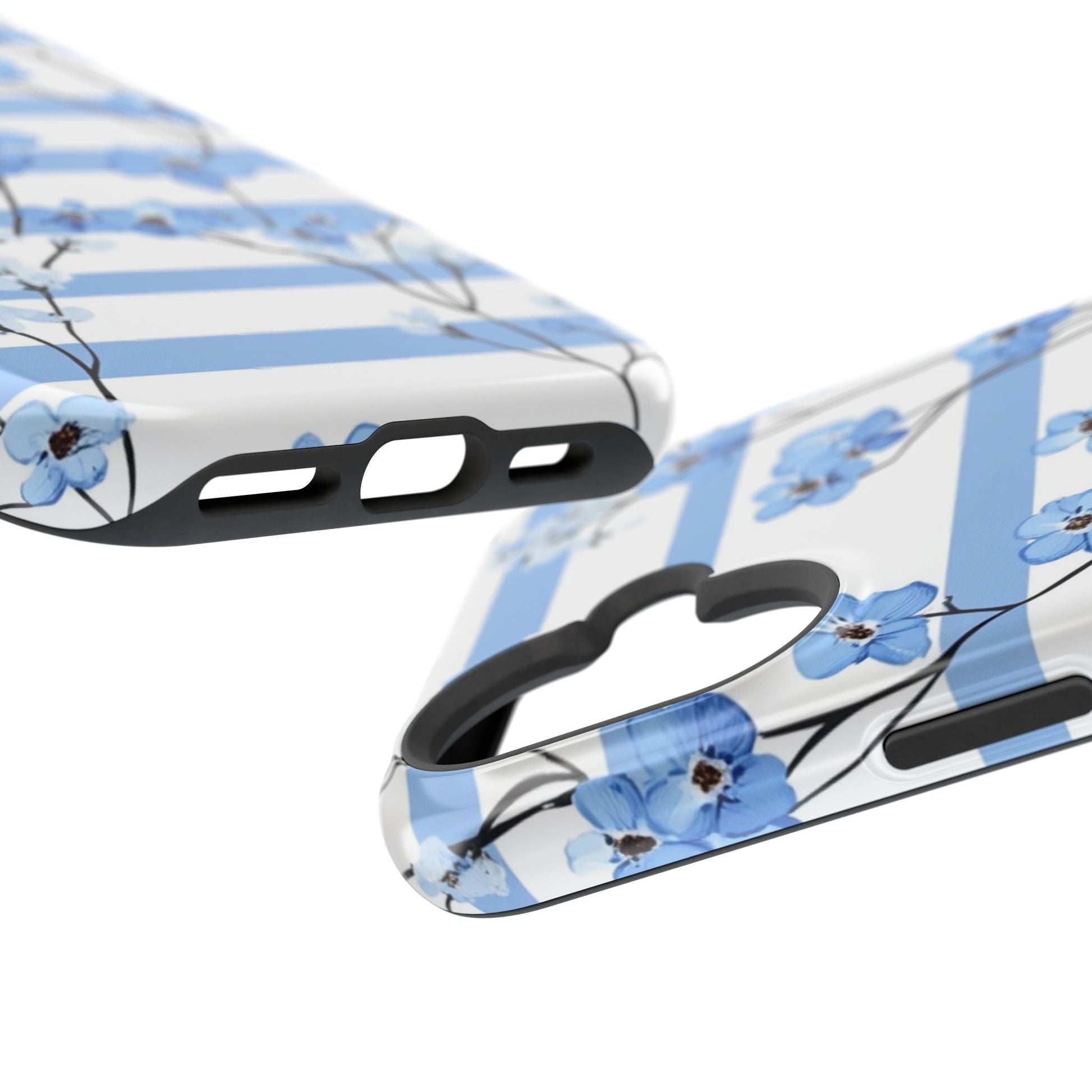 Blue stripe Floral Impact - Resistant Phone Case - DS Artwork N Design