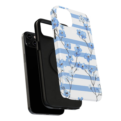 Blue stripe Floral Impact - Resistant Phone Case - DS Artwork N Design