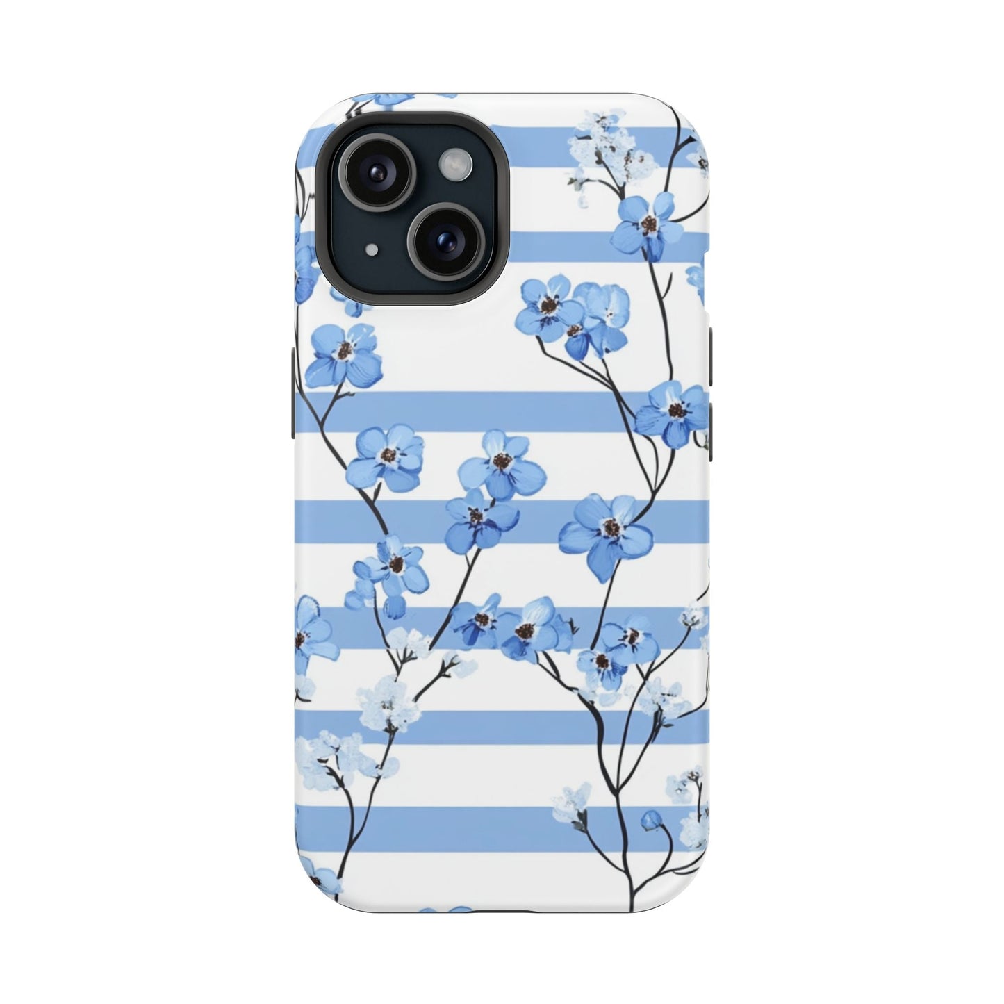 Blue stripe Floral Impact - Resistant Phone Case - DS Artwork N Design