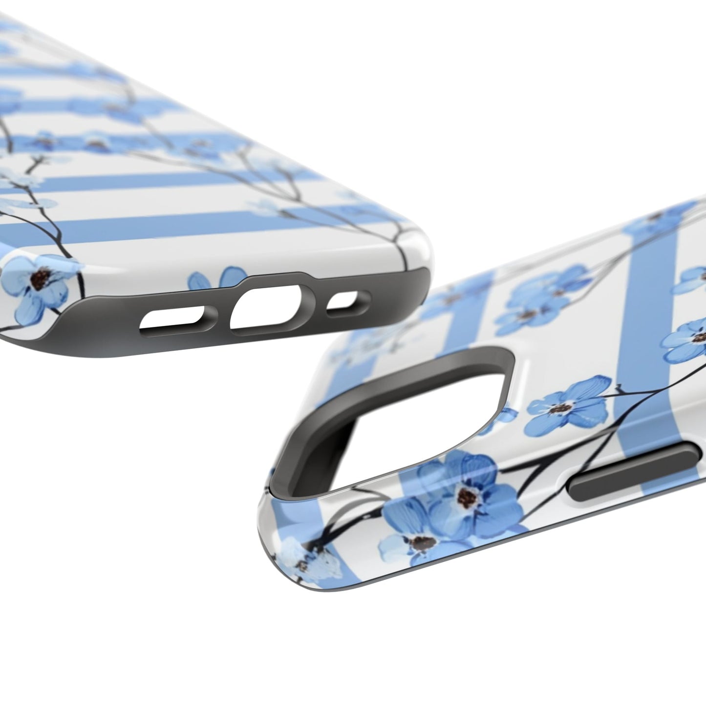 Blue stripe Floral Impact - Resistant Phone Case - DS Artwork N Design