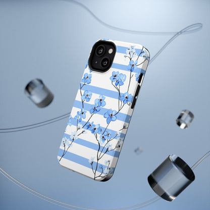 Blue stripe Floral Impact - Resistant Phone Case - DS Artwork N Design