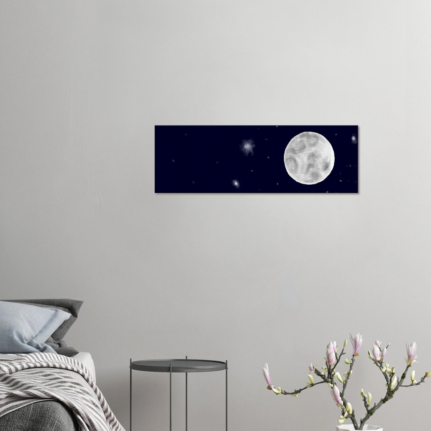 Canvas 12x36 - moon art print - DS Artwork N Design