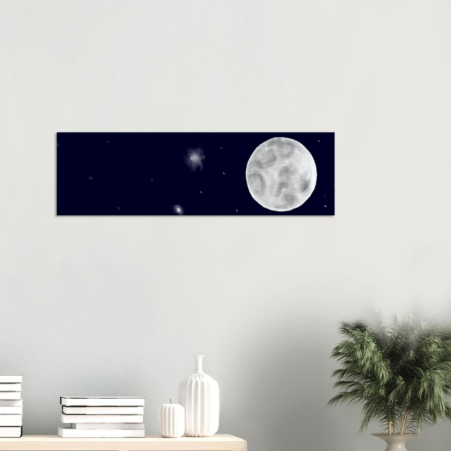 Canvas 12x40 - moon art print - DS Artwork N Design