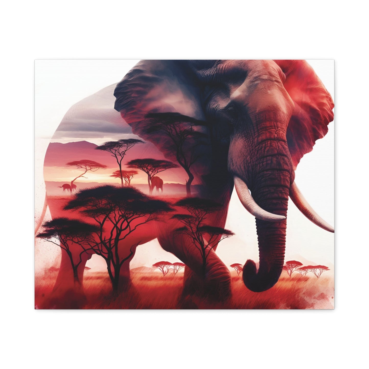 Canvas Print: African Elephant in Sunset - DS Artwork N Design