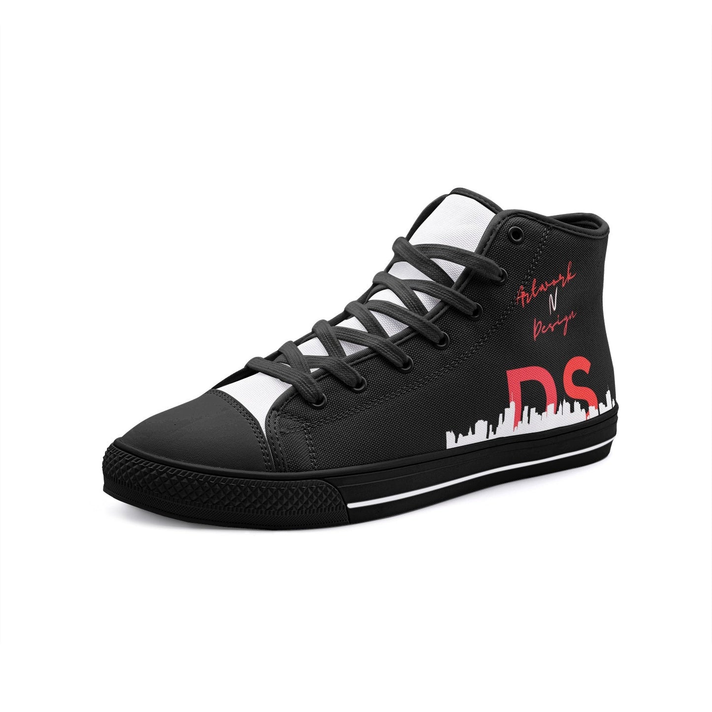 City Vibe High Top Canvas Shoes - Black and red - DS Artwork N Design