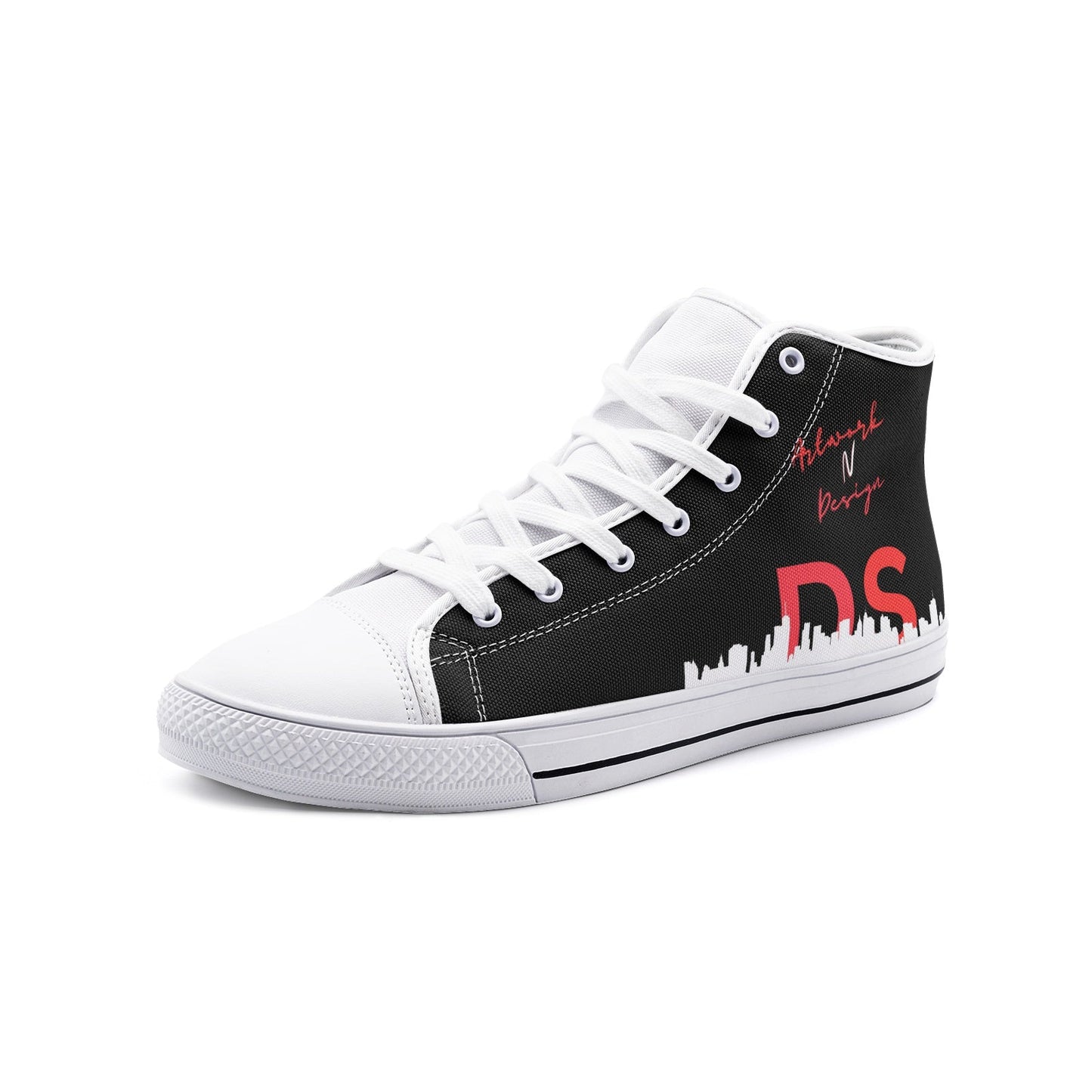 City Vibe High Top Canvas Shoes - Black and red - DS Artwork N Design