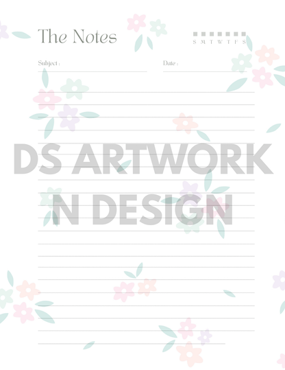 Cute Cat and Polka Dot weekly Planner - digital download - DS Artwork N Design
