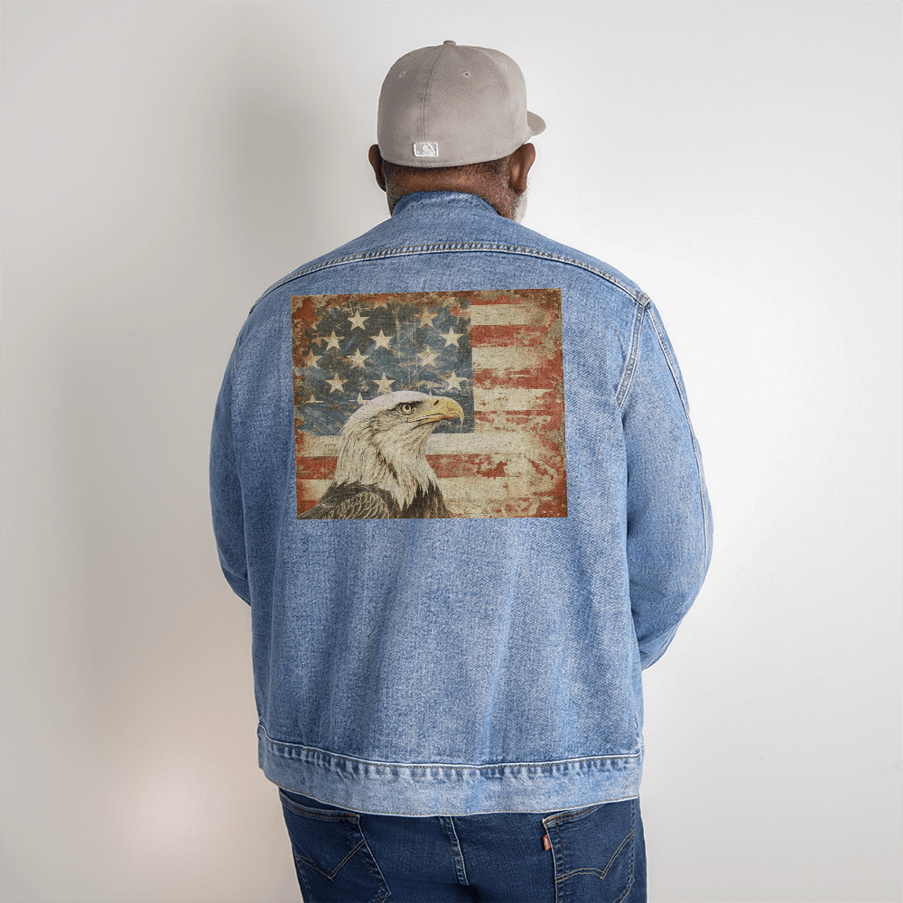 Eagle Flag - Men's Jean Jacket - DS Artwork N Design