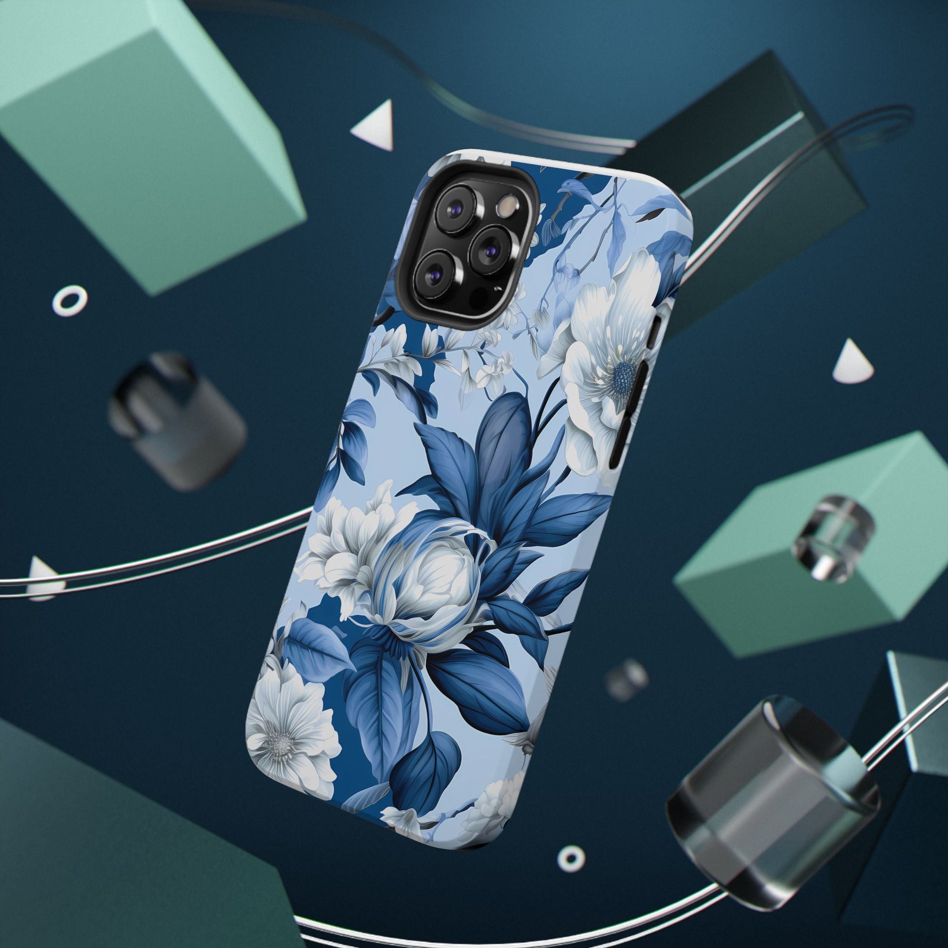 Elegant Blue Floral Phone Case - DS Artwork N Design