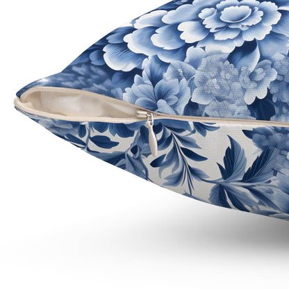 Elegant Floral Decorative Pillow | Blue and White - DS Artwork N Design