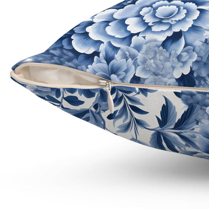 Elegant Floral Decorative Pillow | Blue and White - DS Artwork N Design