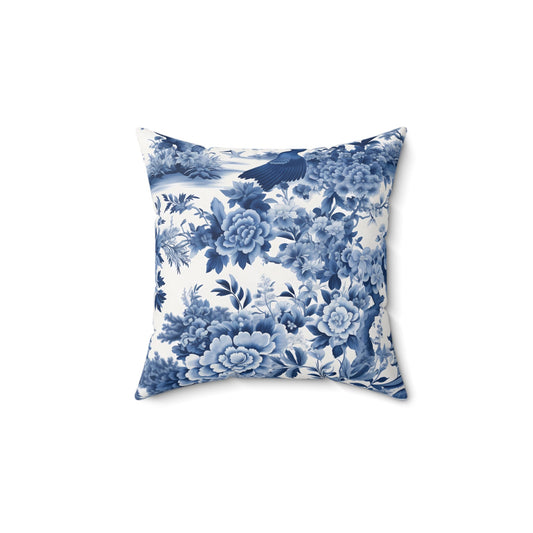 Elegant Floral Decorative Pillow | Blue and White - DS Artwork N Design