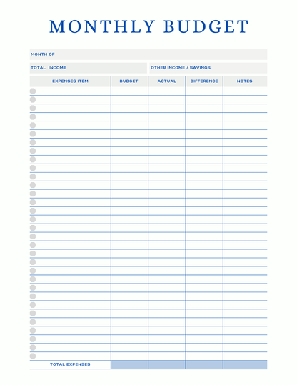 Free Multiple Monthly Budget Planner - Digital - DS Artwork N Design