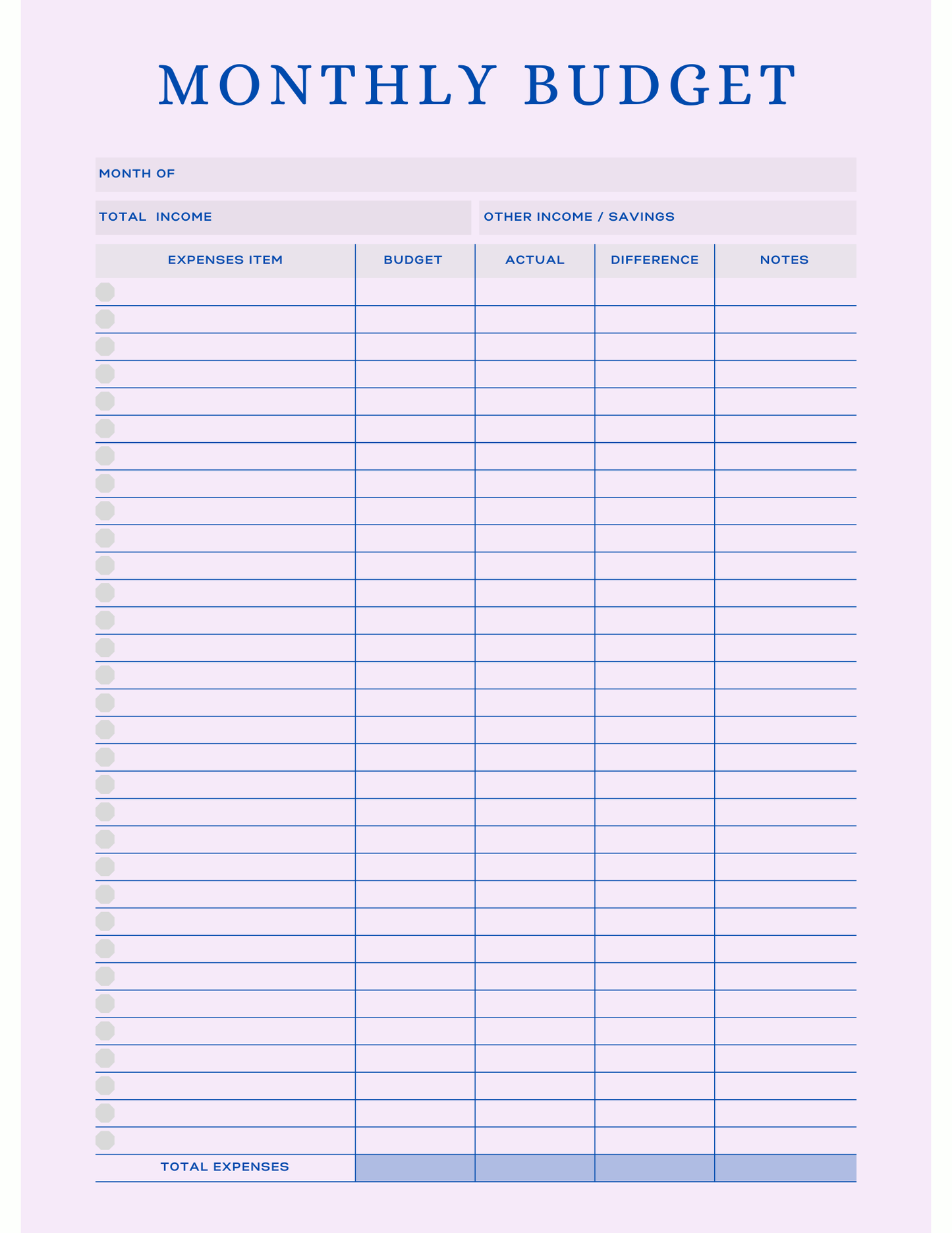 Free Multiple Monthly Budget Planner - Digital - DS Artwork N Design