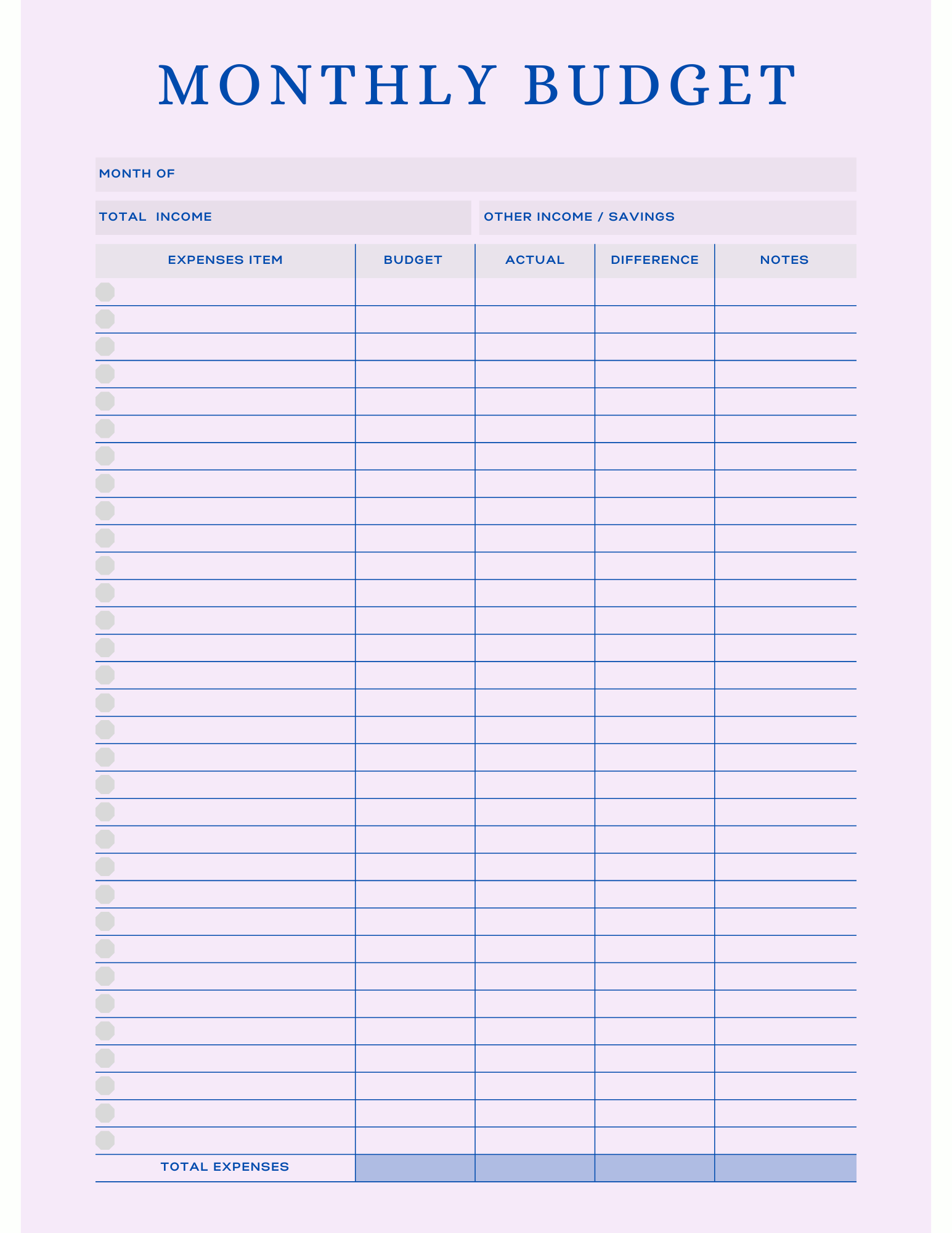 Free Multiple Monthly Budget Planner - Digital - DS Artwork N Design