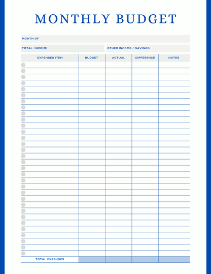 Free Multiple Monthly Budget Planner - Digital - DS Artwork N Design