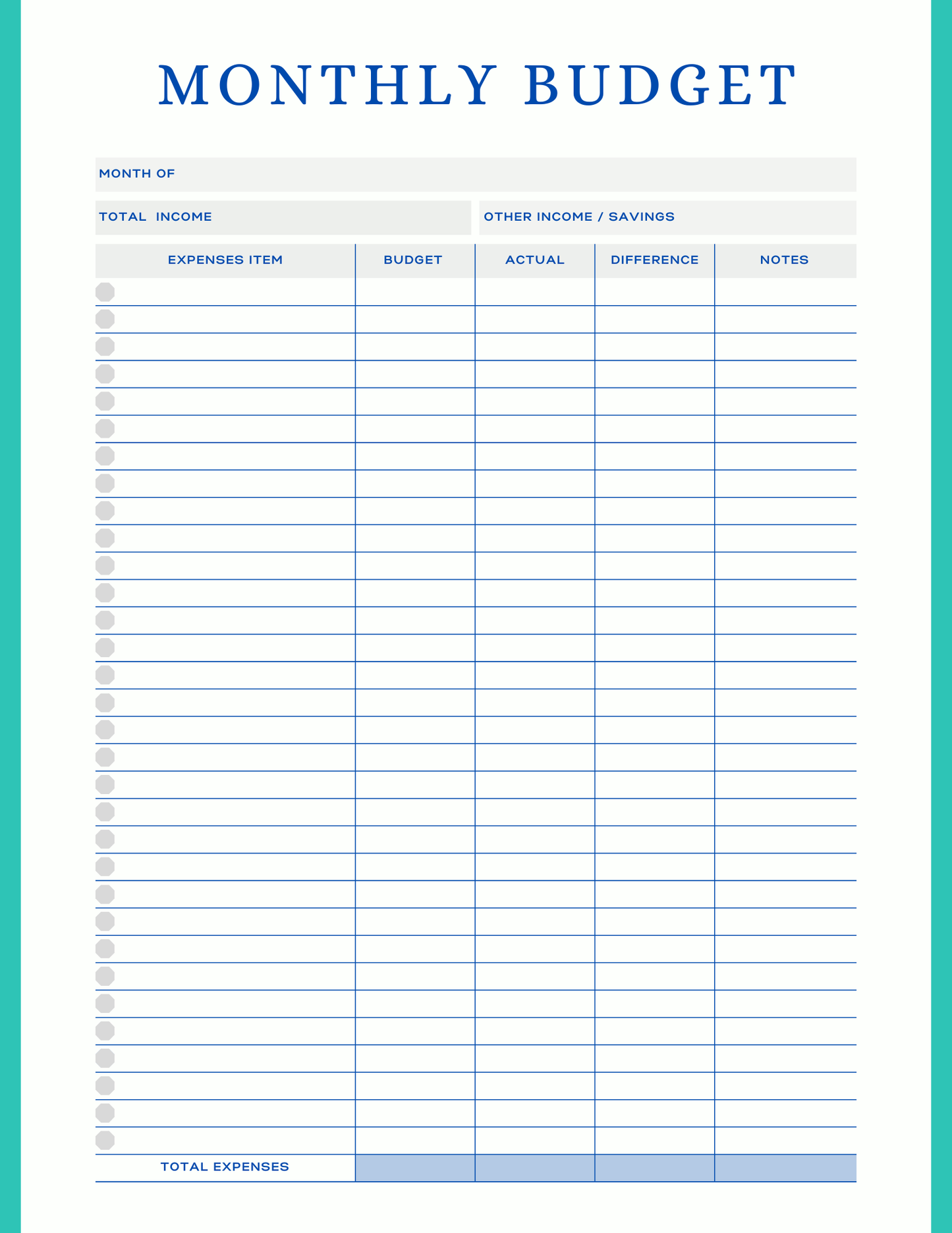 Free Multiple Monthly Budget Planner - Digital - DS Artwork N Design