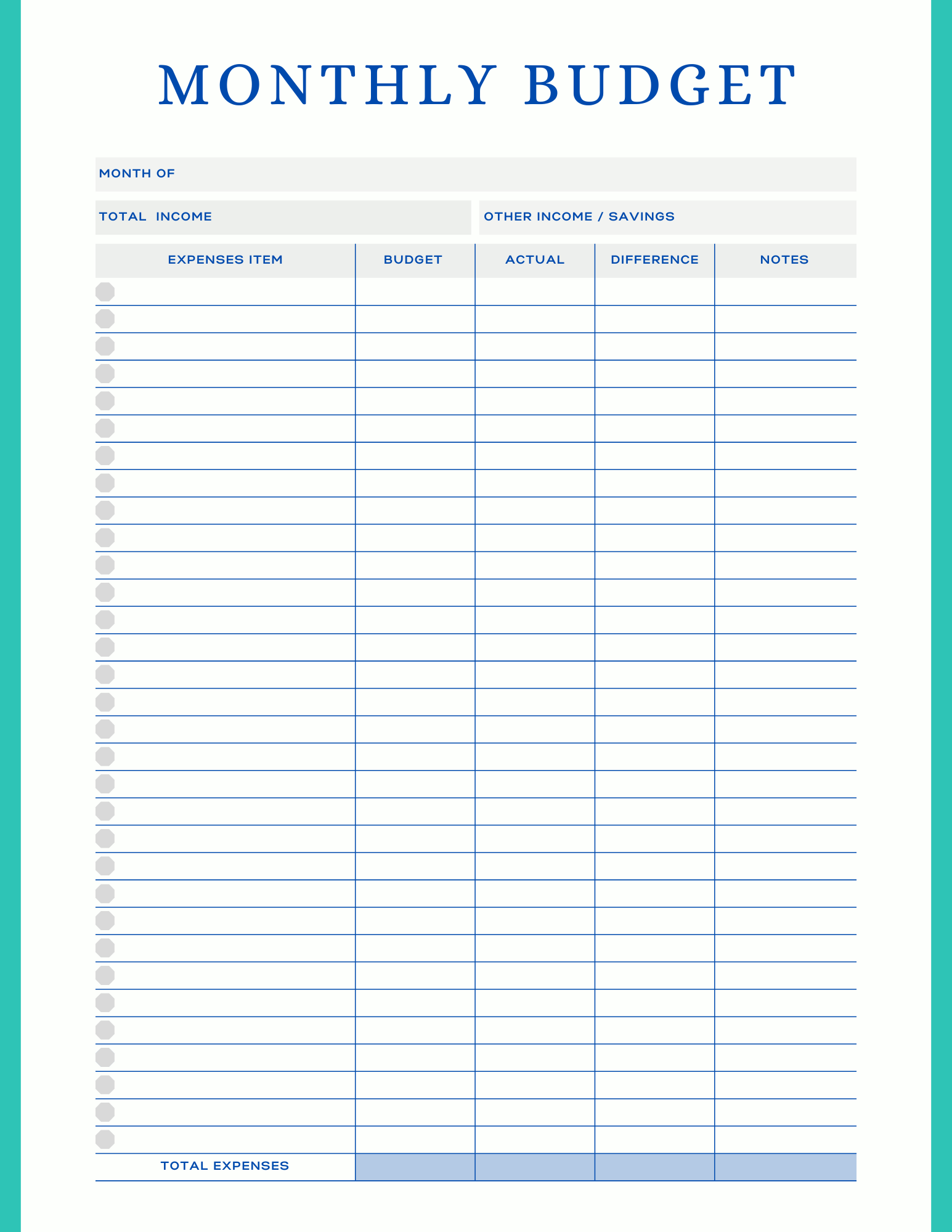 Free Multiple Monthly Budget Planner - Digital - DS Artwork N Design