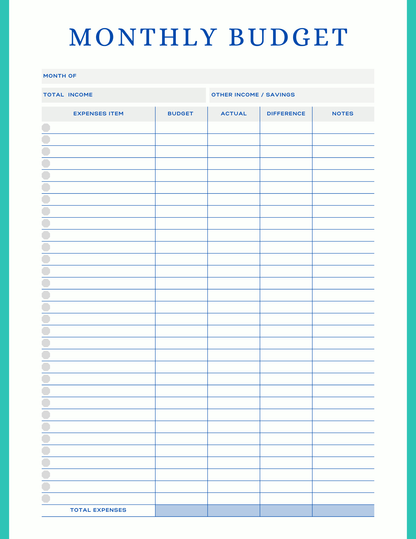 Free Multiple Monthly Budget Planner - Digital - DS Artwork N Design