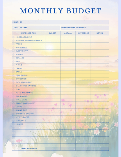 Free Multiple Monthly Budget Planner - Digital - DS Artwork N Design