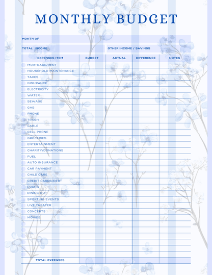 Free Multiple Monthly Budget Planner - Digital - DS Artwork N Design