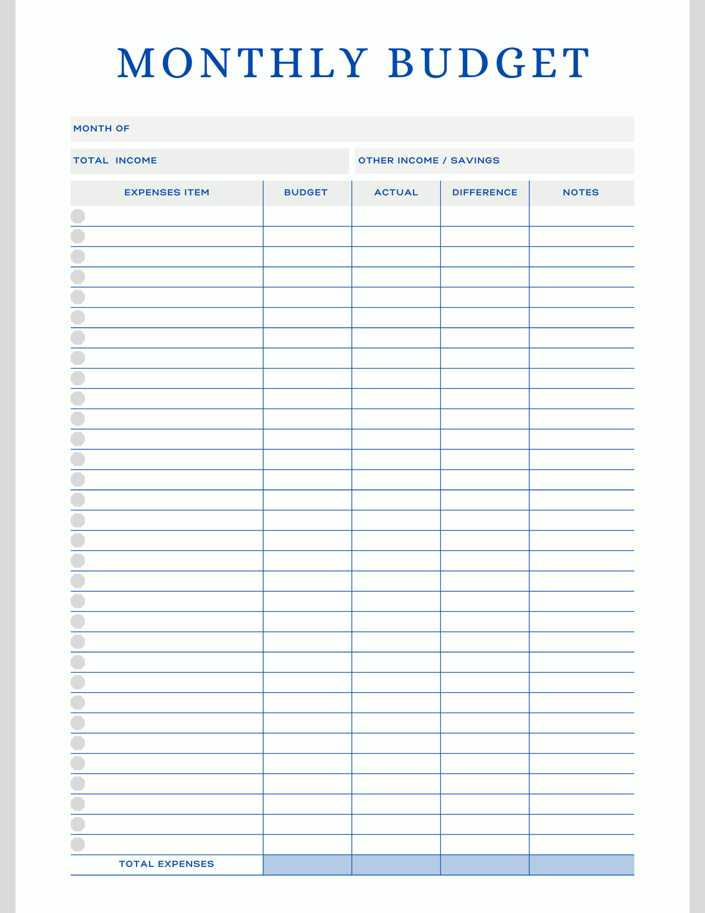 Free Multiple Monthly Budget Planner - Digital - DS Artwork N Design