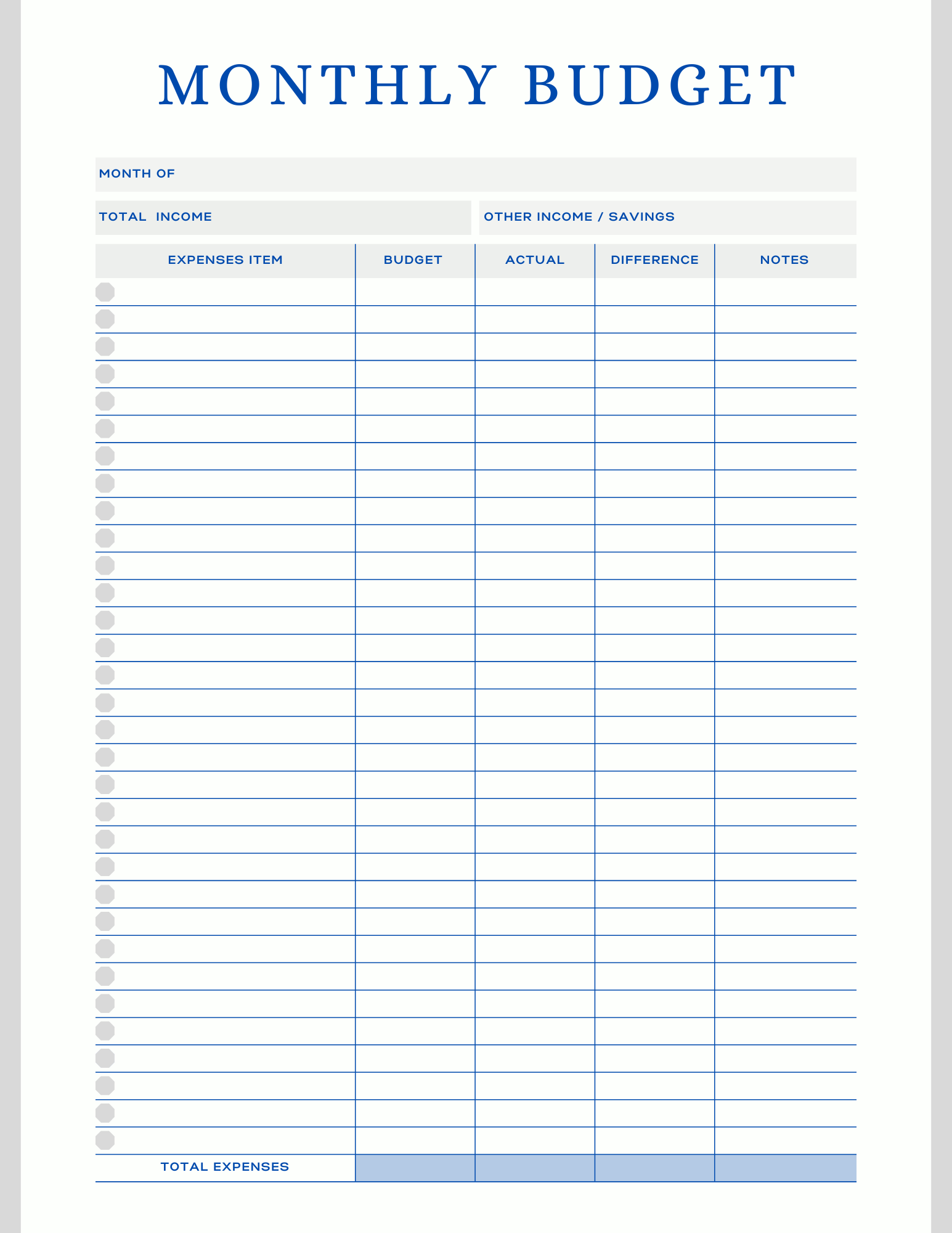 Free Multiple Monthly Budget Planner - Digital - DS Artwork N Design