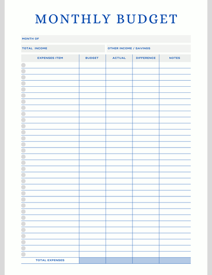 Free Multiple Monthly Budget Planner - Digital - DS Artwork N Design