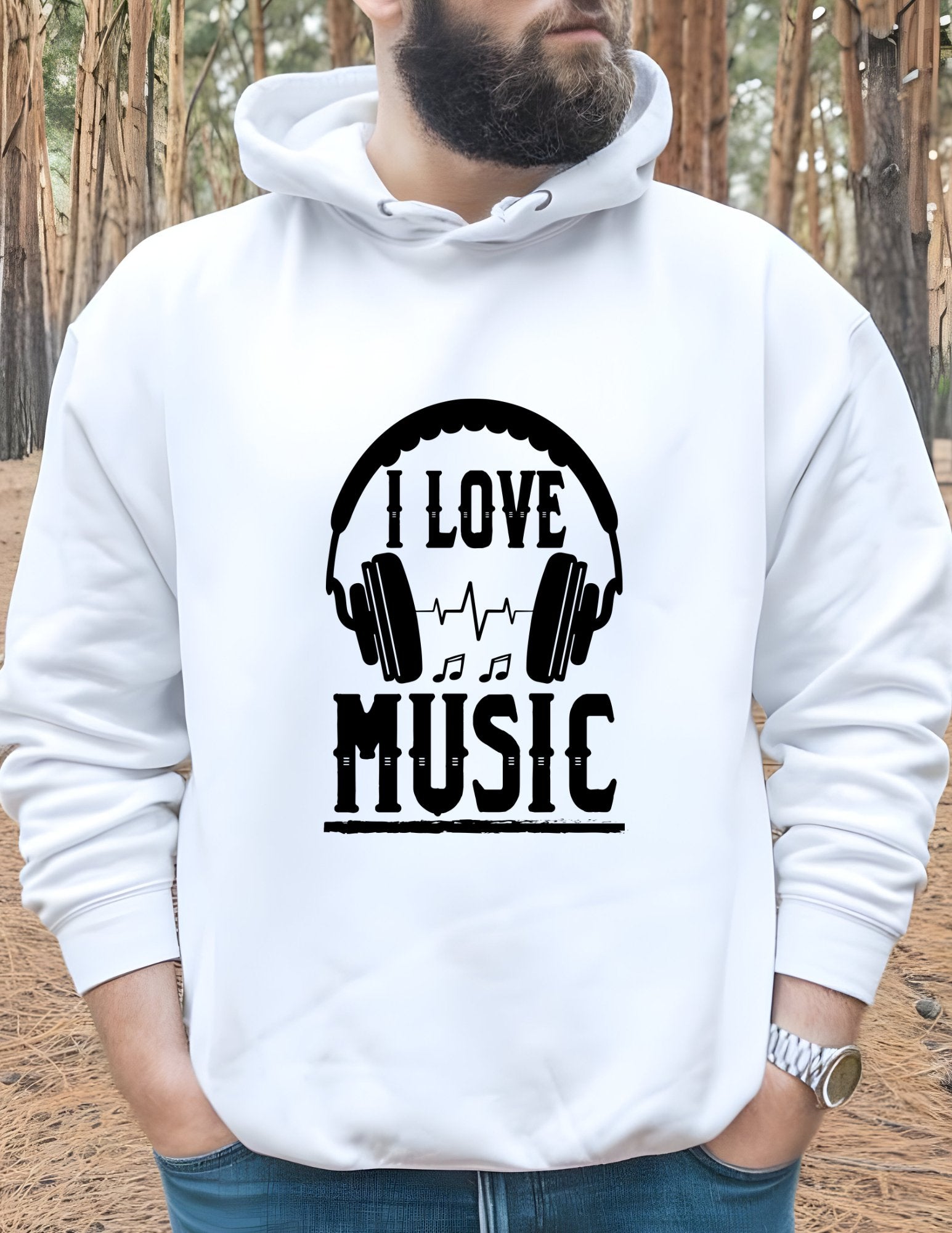 I Love music - White Hoodie - DS Artwork N Design