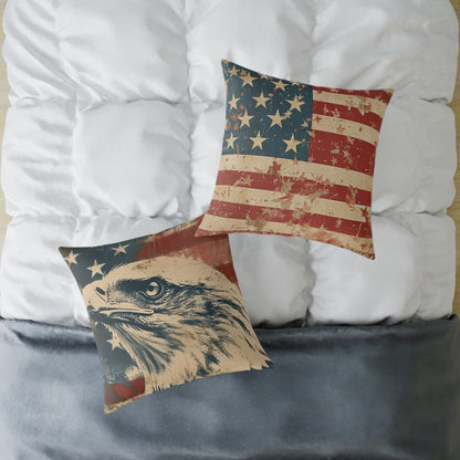 Patriotic Eagle Throw Pillow - Vintage American Flag Design - DS Artwork N Design