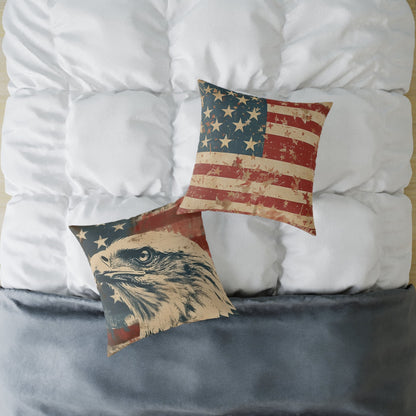 Patriotic Eagle Throw Pillow - Vintage American Flag Design - DS Artwork N Design
