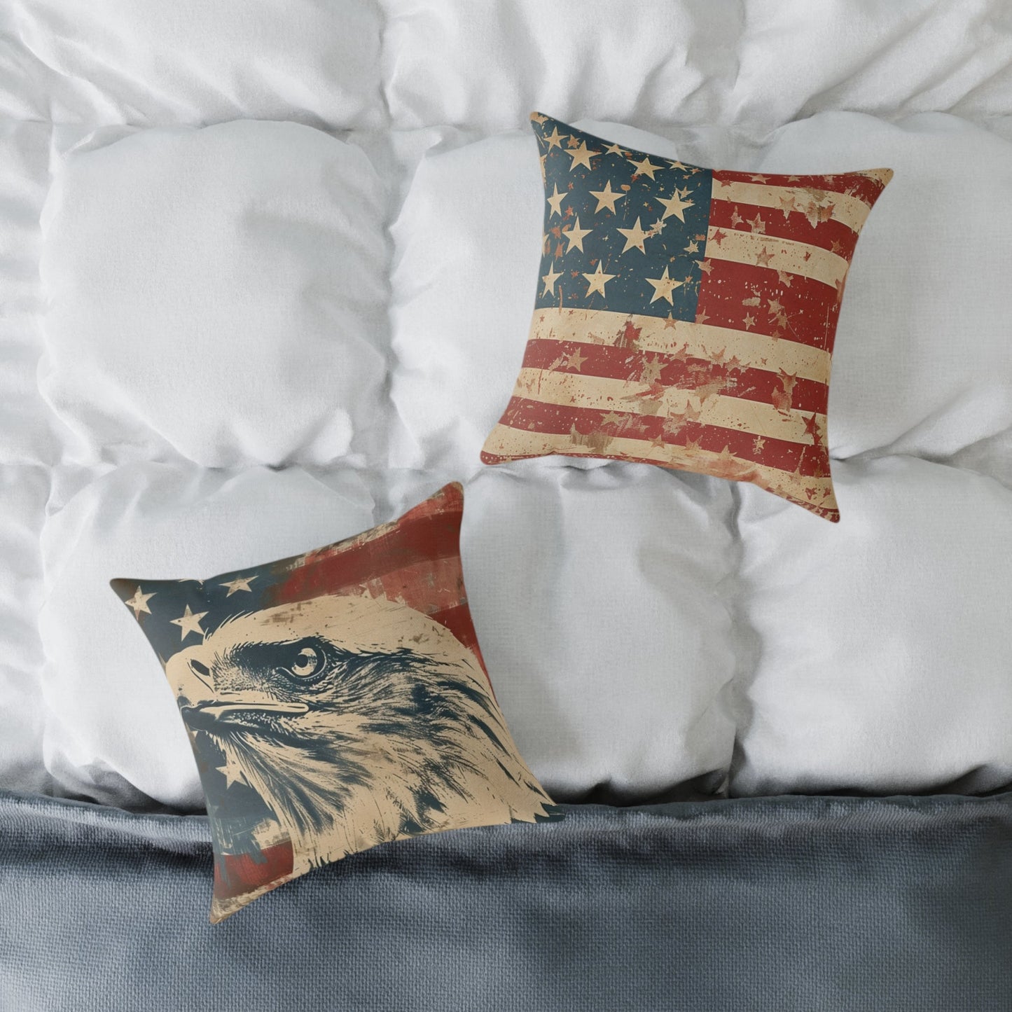 Patriotic Eagle Throw Pillow - Vintage American Flag Design - DS Artwork N Design