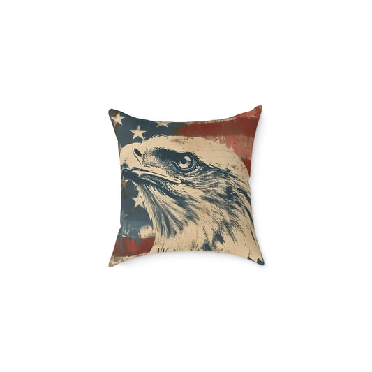 Patriotic Eagle Throw Pillow - Vintage American Flag Design - DS Artwork N Design