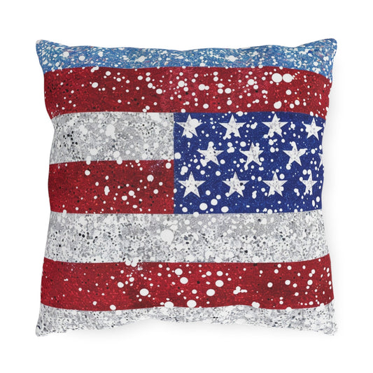 Patriotic Outdoor Pillow - American Flag Design - DS Artwork N Design