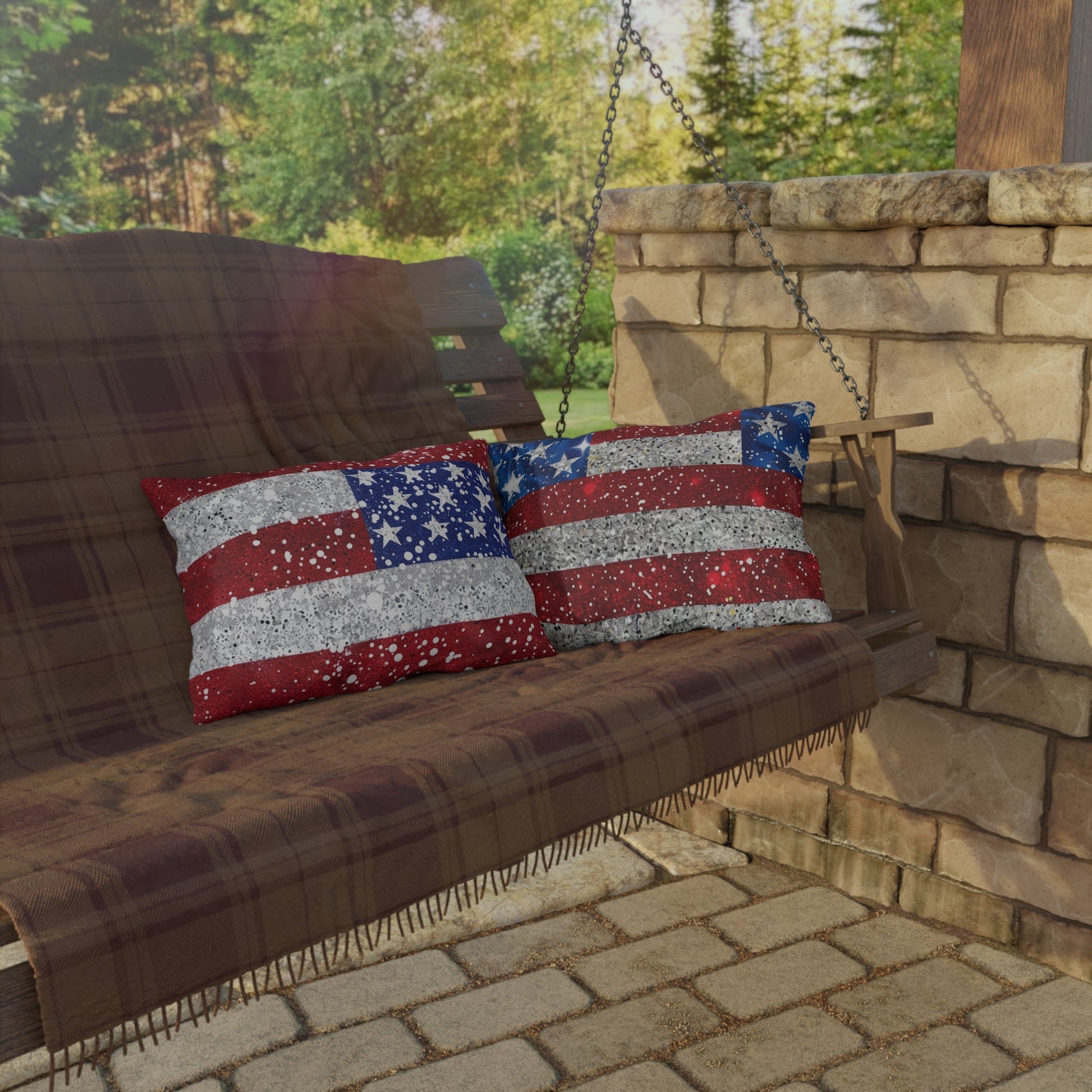Patriotic Outdoor Pillow - American Flag Design - DS Artwork N Design