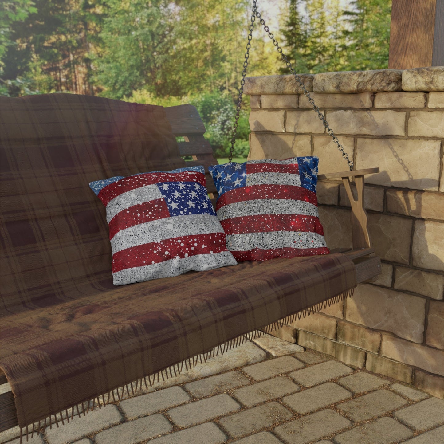 Patriotic Outdoor Pillow - American Flag Design - DS Artwork N Design