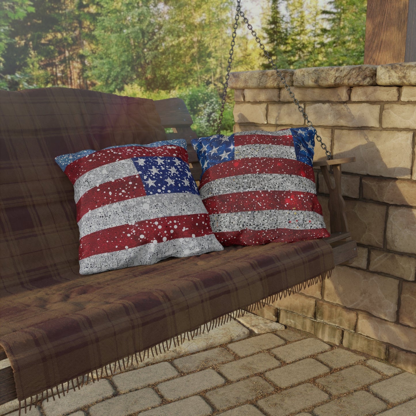 Patriotic Outdoor Pillow - American Flag Design - DS Artwork N Design