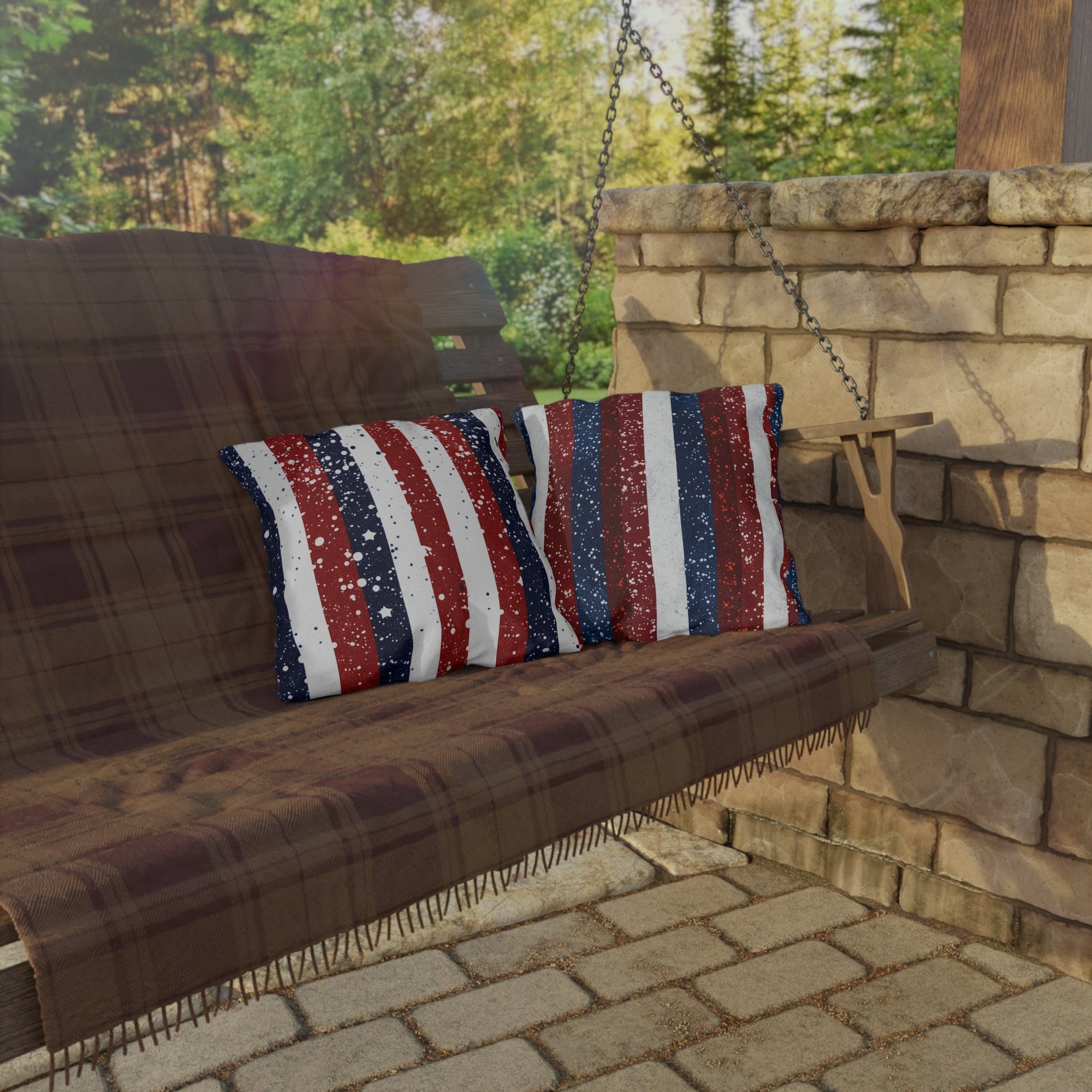Patriotic Outdoor Pillows for Americana Decor - DS Artwork N Design