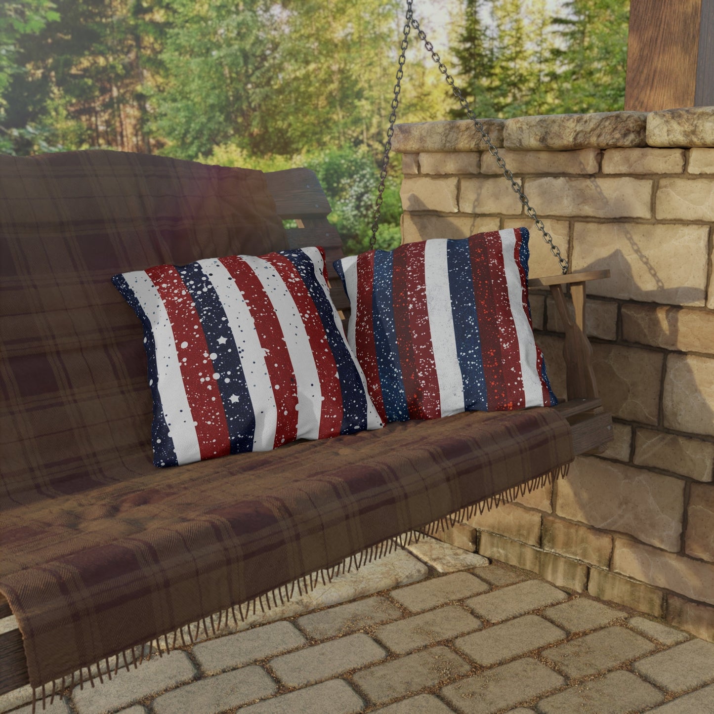 Patriotic Outdoor Pillows for Americana Decor - DS Artwork N Design