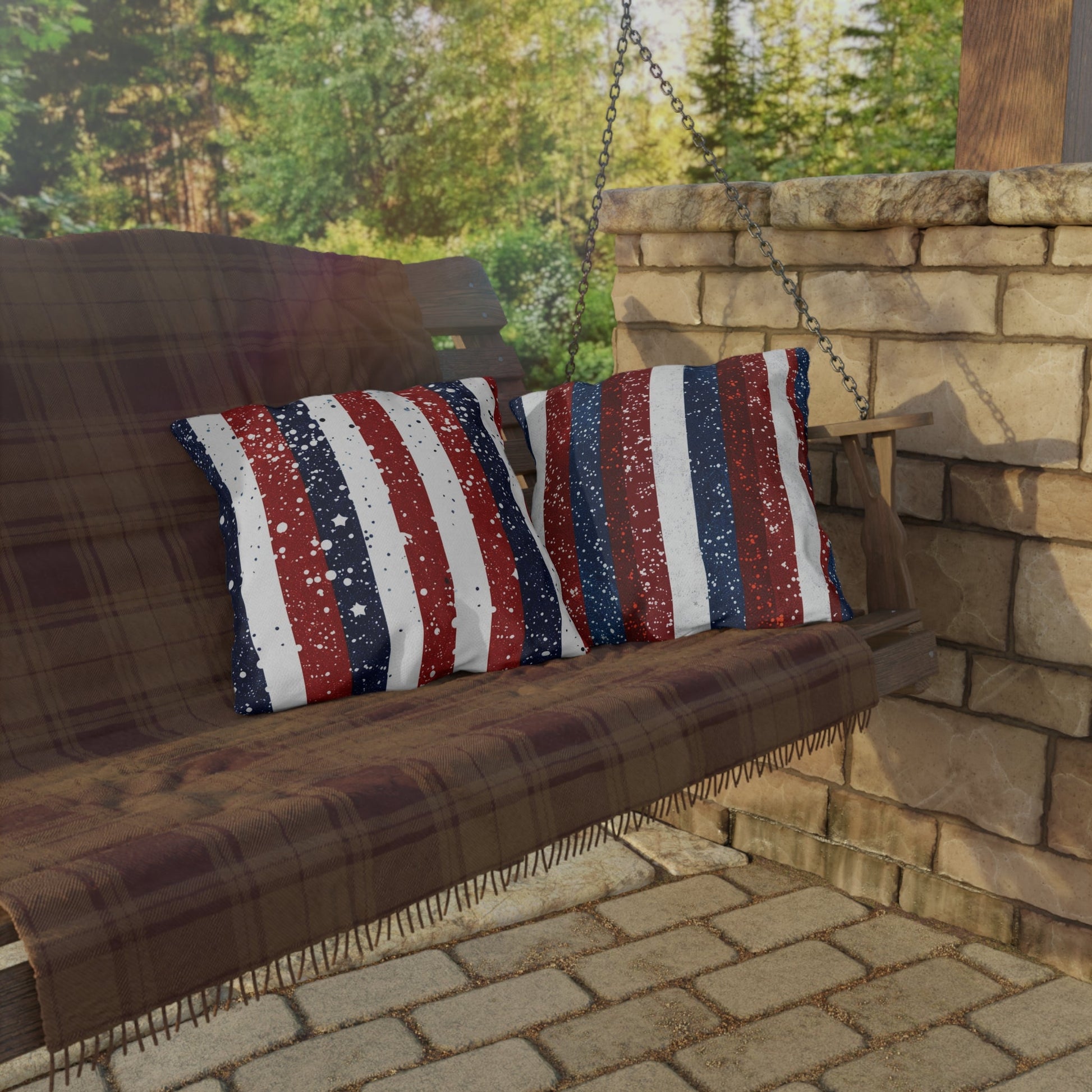 Patriotic Outdoor Pillows for Americana Decor - DS Artwork N Design