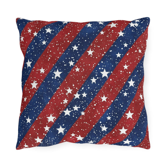 Patriotic Outdoor Pillows - Red, White & Blue Star Design for Summer Celebrations - DS Artwork N Design