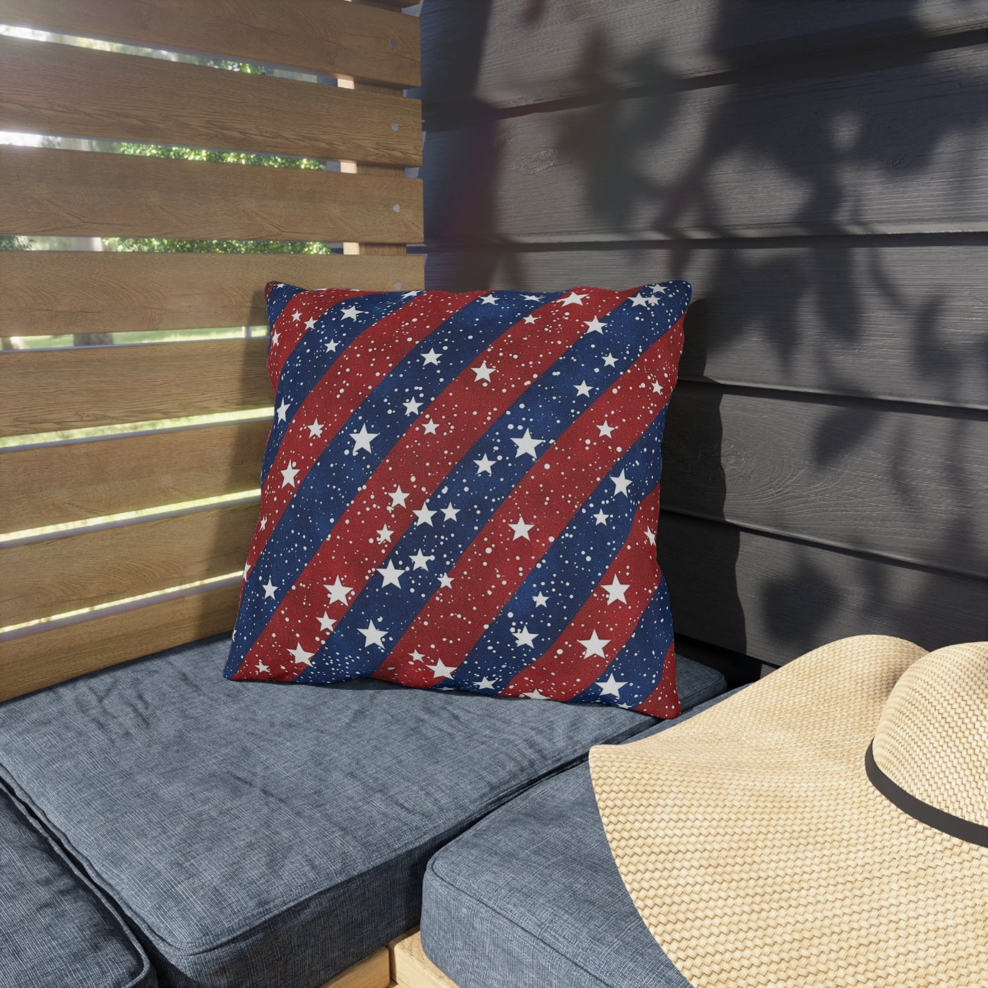 Patriotic Outdoor Pillows - Red, White & Blue Star Design for Summer Celebrations - DS Artwork N Design