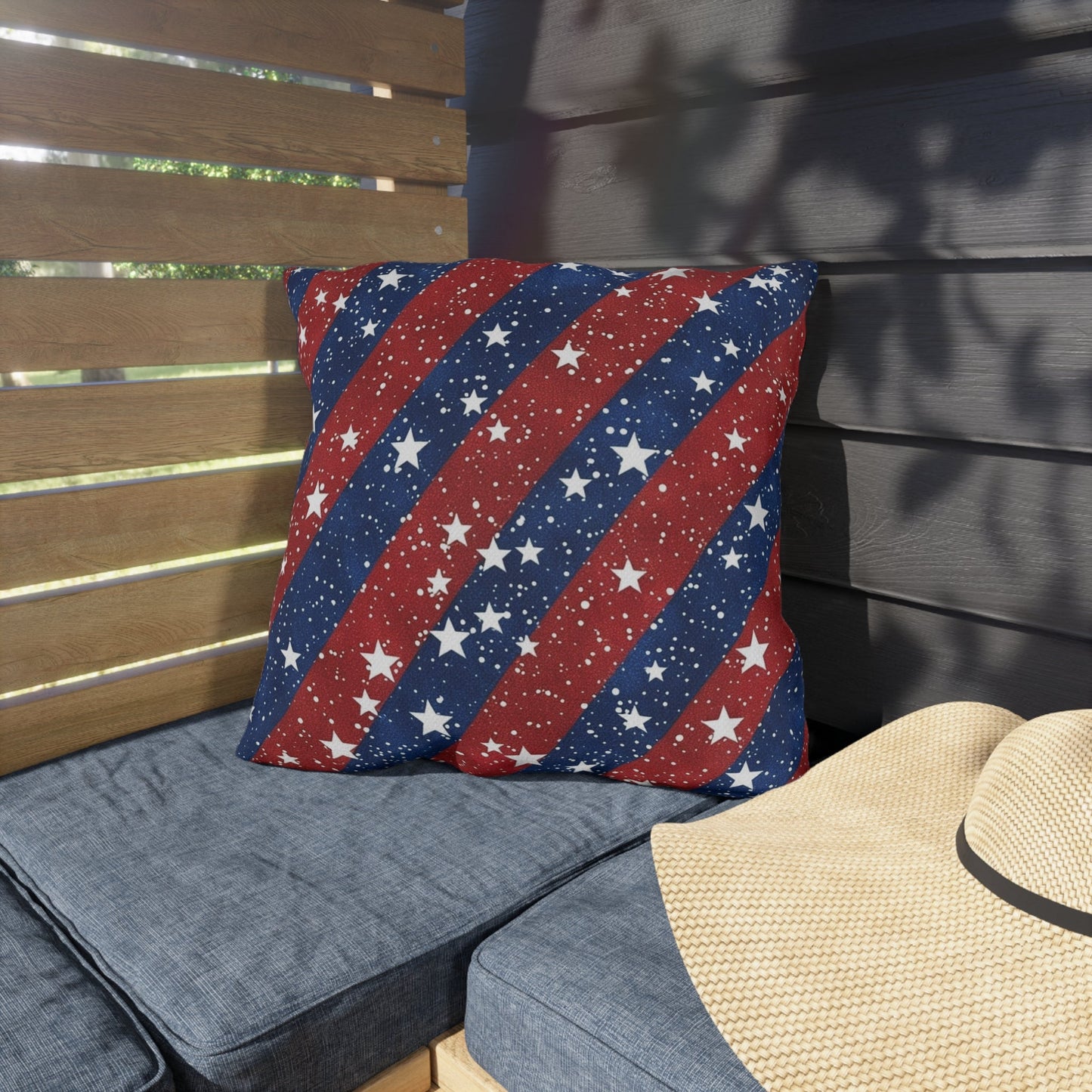 Patriotic Outdoor Pillows - Red, White & Blue Star Design for Summer Celebrations - DS Artwork N Design