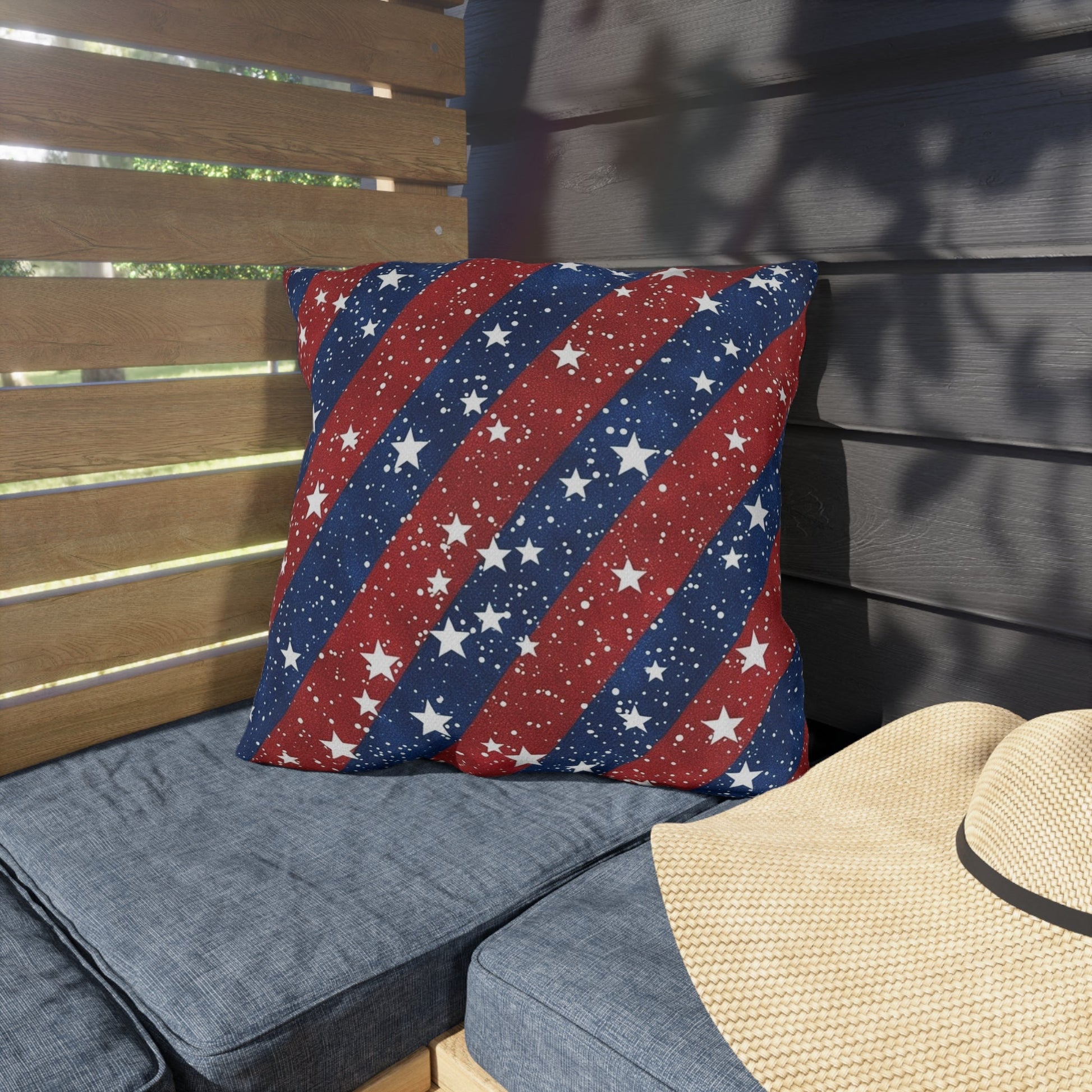 Patriotic Outdoor Pillows - Red, White & Blue Star Design for Summer Celebrations - DS Artwork N Design