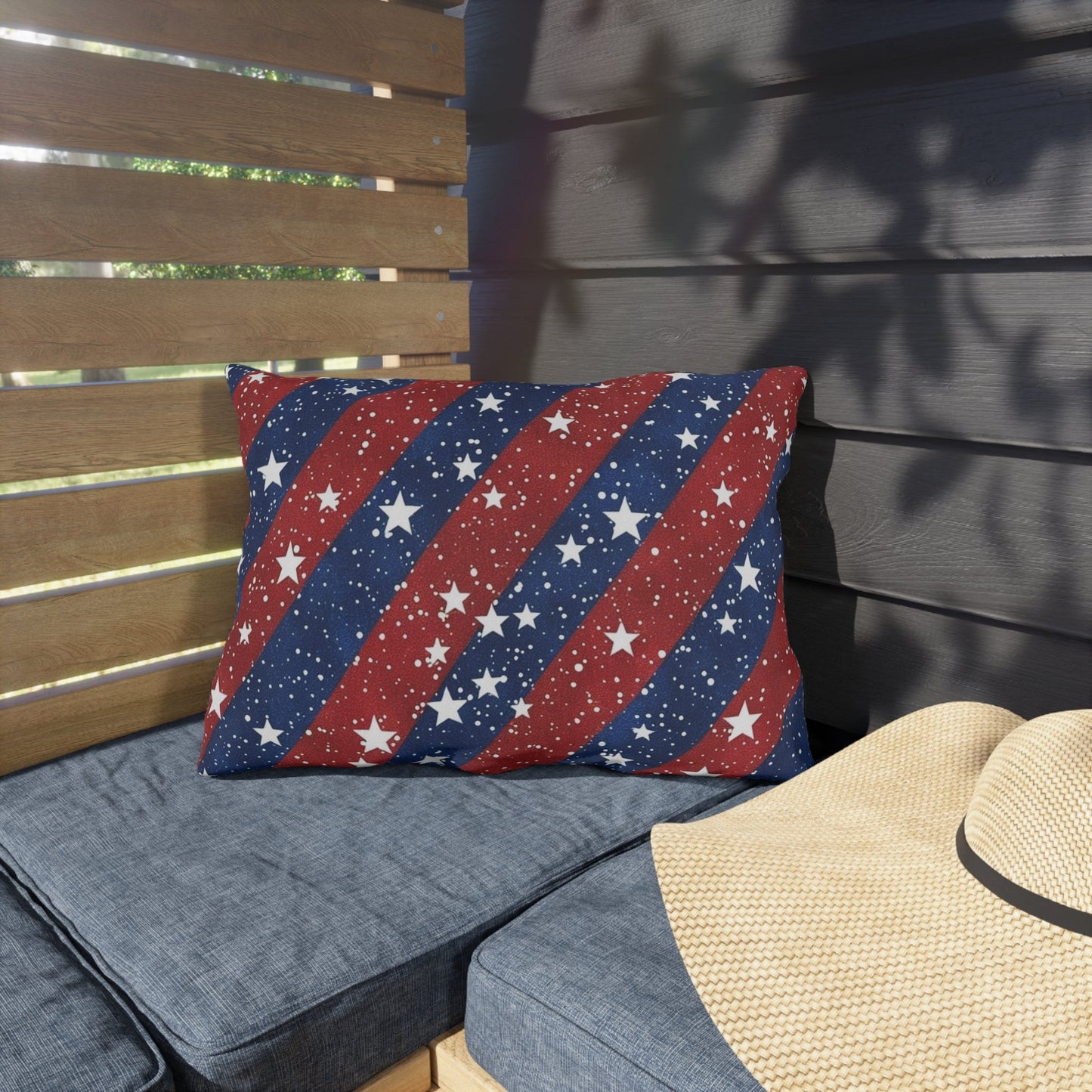 Patriotic Outdoor Pillows - Red, White & Blue Star Design for Summer Celebrations - DS Artwork N Design