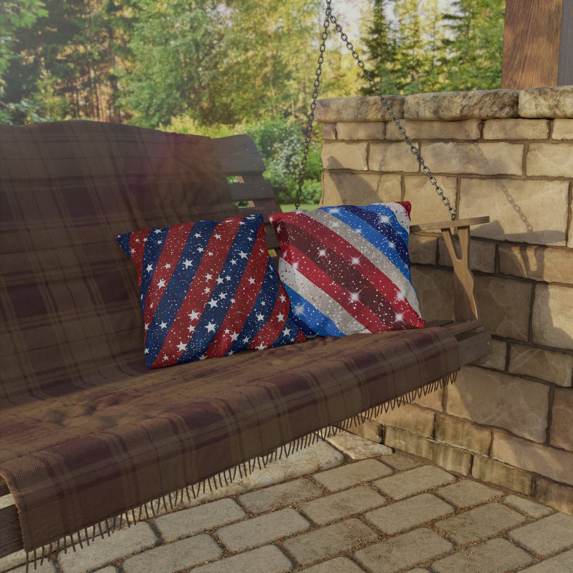 Patriotic Outdoor Pillows - Red, White & Blue Star Design for Summer Celebrations - DS Artwork N Design