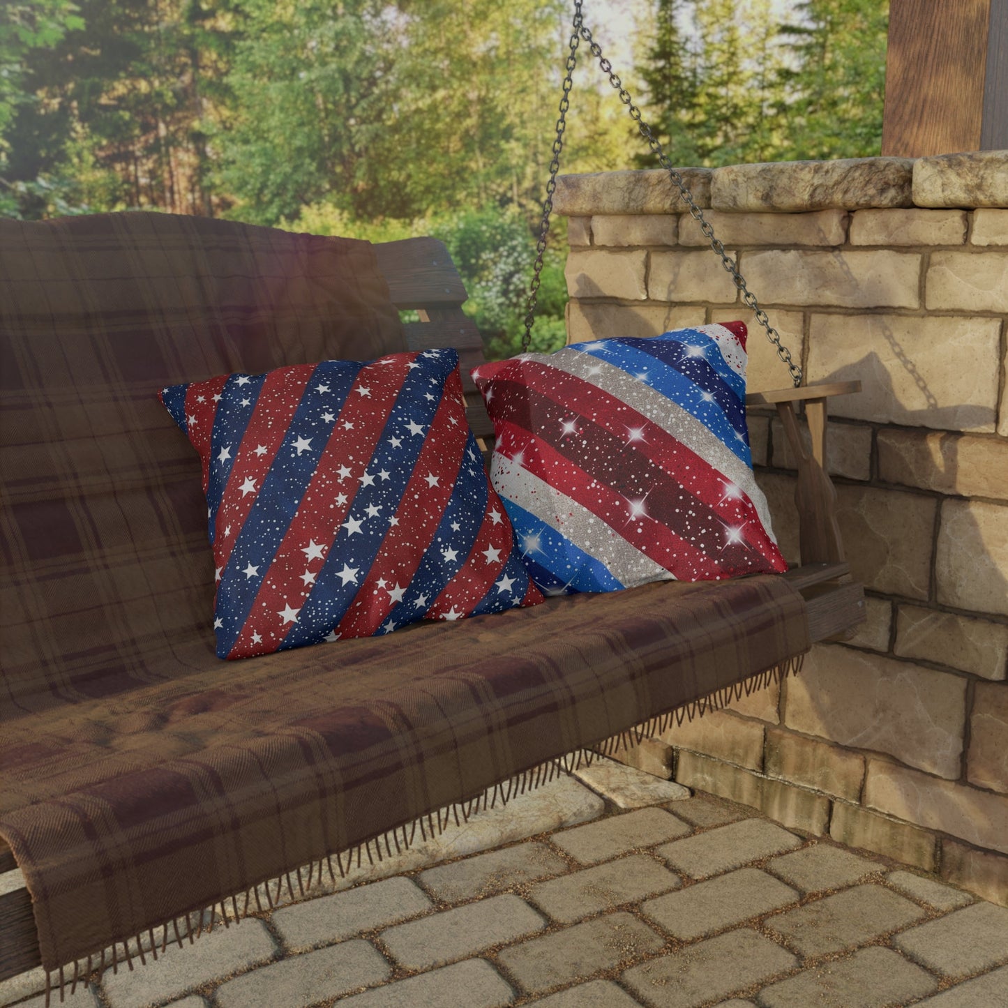 Patriotic Outdoor Pillows - Red, White & Blue Star Design for Summer Celebrations - DS Artwork N Design