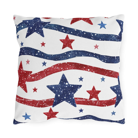 Patriotic Outdoor Pillows - Red, White & Blue Star Design - DS Artwork N Design